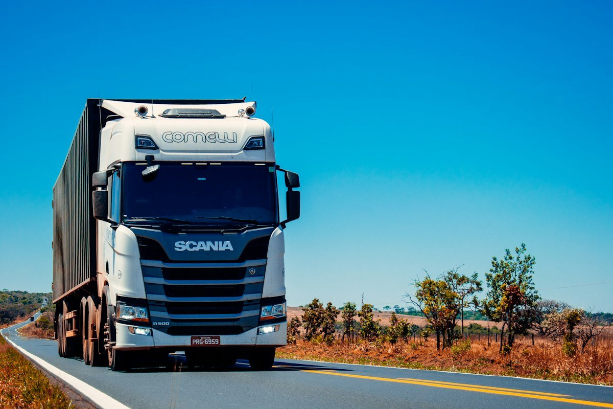 Container Trailer Fleet on Highway